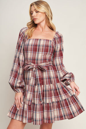 HONEY HUG PLAID MINI DRESS