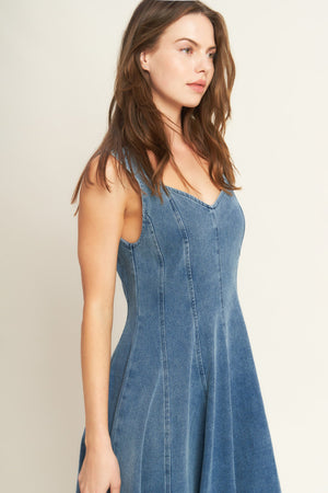 STARS AHEAD DENIM MIDI DRESS