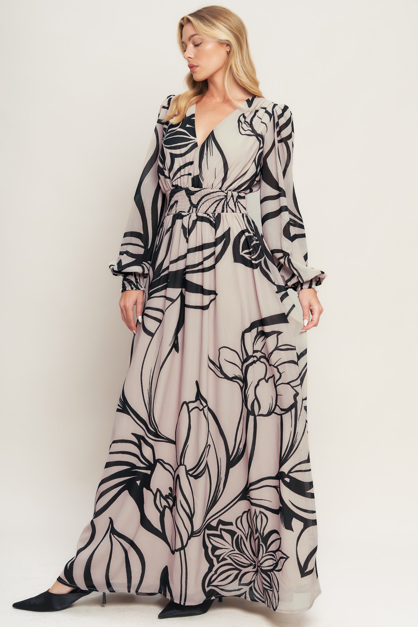 DANCING DEWDROPS WOVEN MAXI DRESS