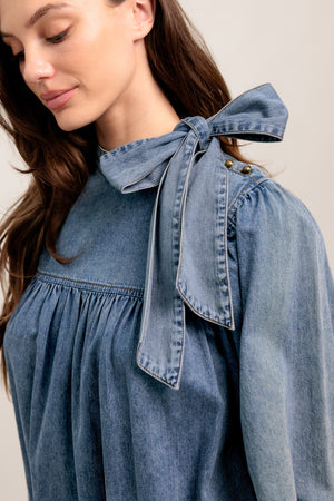 COMMON GROUND LIGHT WEIGHT DENIM MINI DRESS