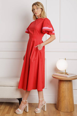 A CRAZY IDEA WOVEN MIDI DRESS