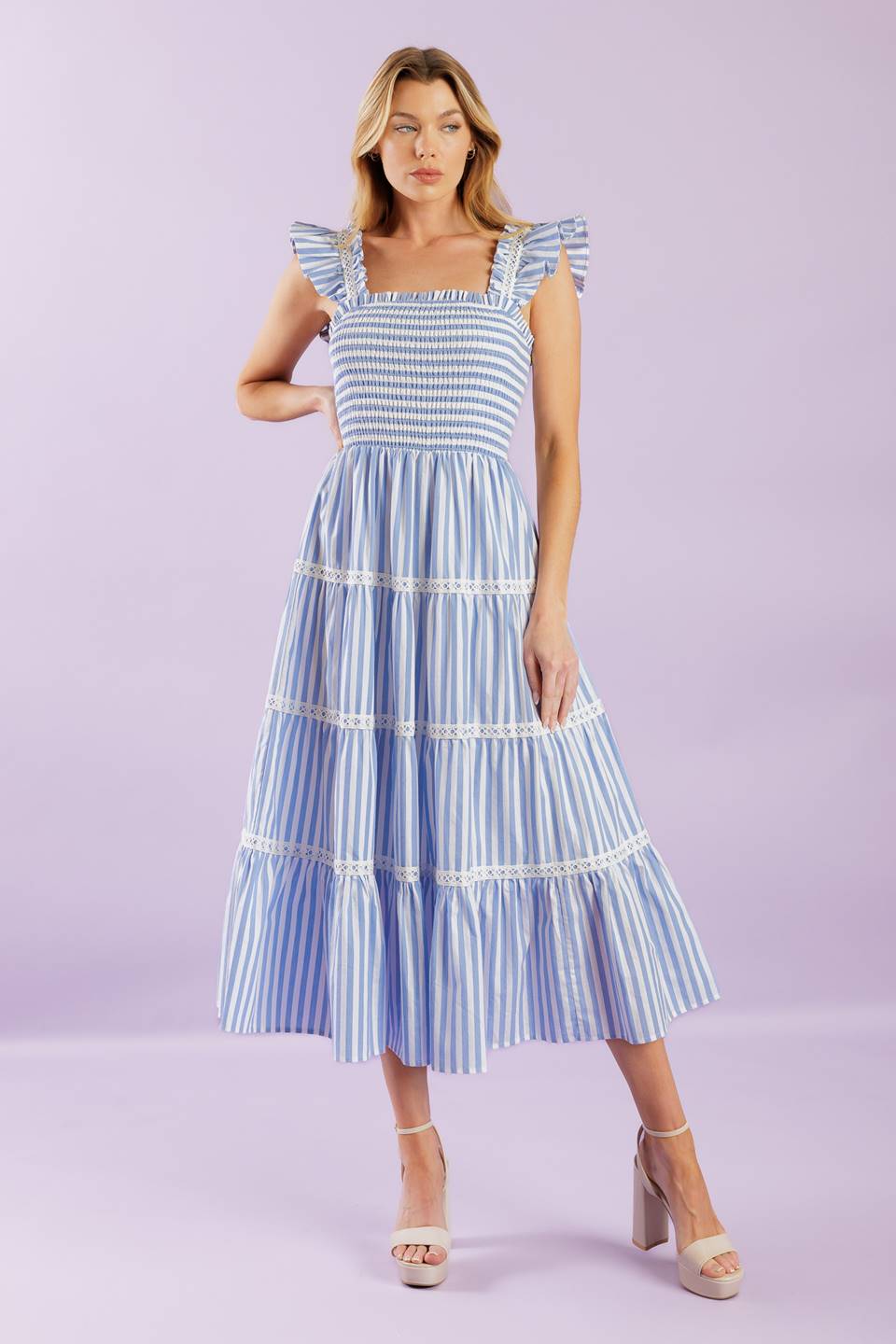 SWING OF THINGS WOVEN MIDI DRESS