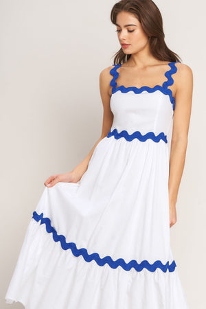 SANTORINI WAVES WOVEN MIDI DRESS