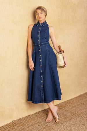 COOL GIRL DENIM MIDI DRESS