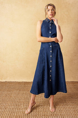 COOL GIRL DENIM MIDI DRESS