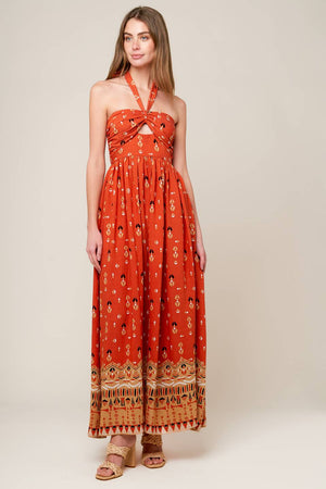 SIDEWALK CAFÉ TERRACOTTA WOVEN MAXI DRESS