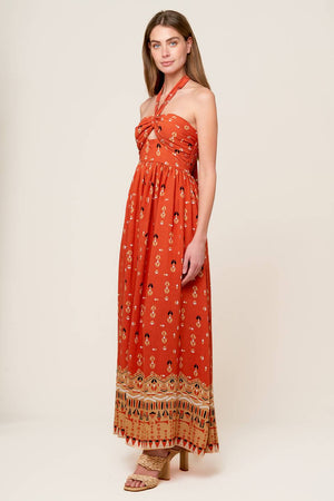 SIDEWALK CAFÉ TERRACOTTA WOVEN MAXI DRESS