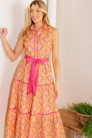 Rainforest Radiance Woven Midi Dress
