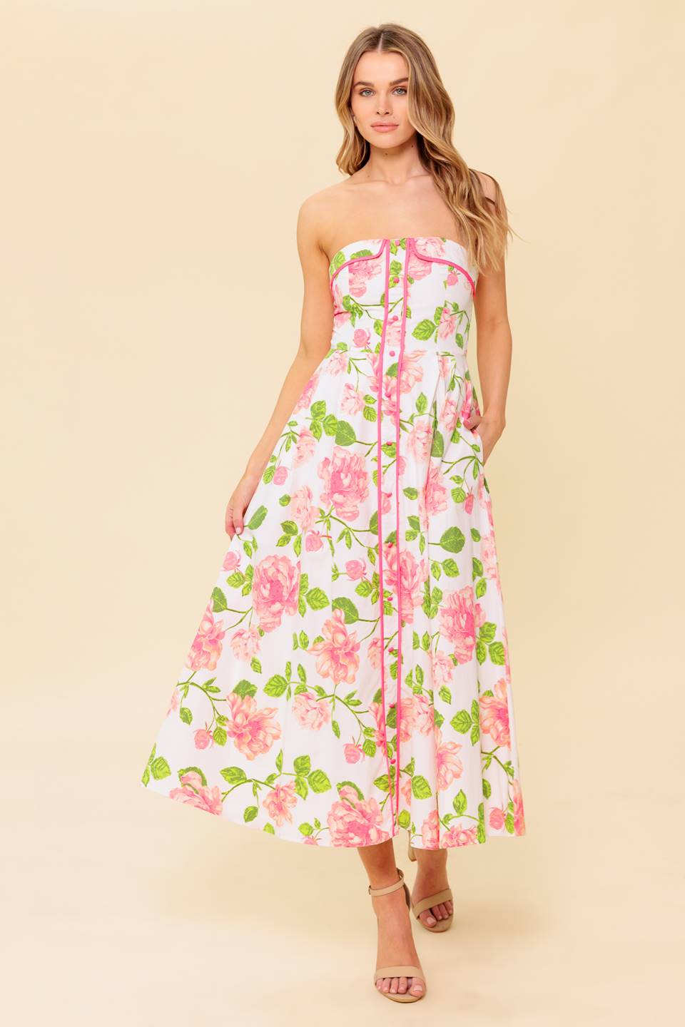 BETTER THAN EVER WOVEN MIDI DRESS