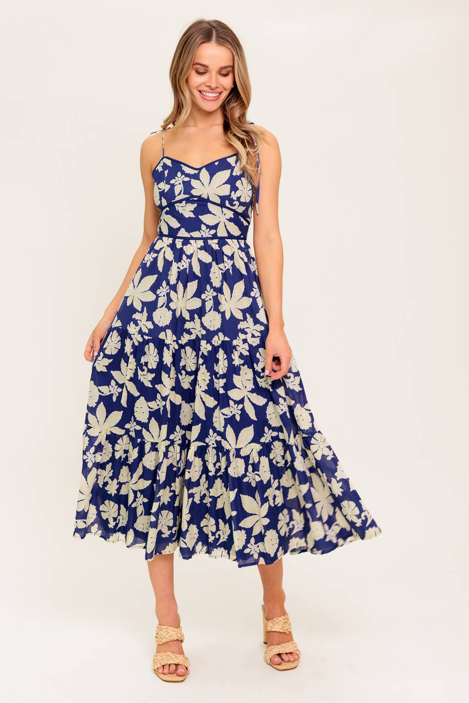 PETALS IN THE WIND WOVEN MIDI DRESS