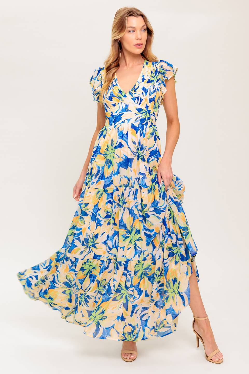 ECHOES OF YOU FLORAL WOVEN MAXI DRESS - Knitted Belle Boutique