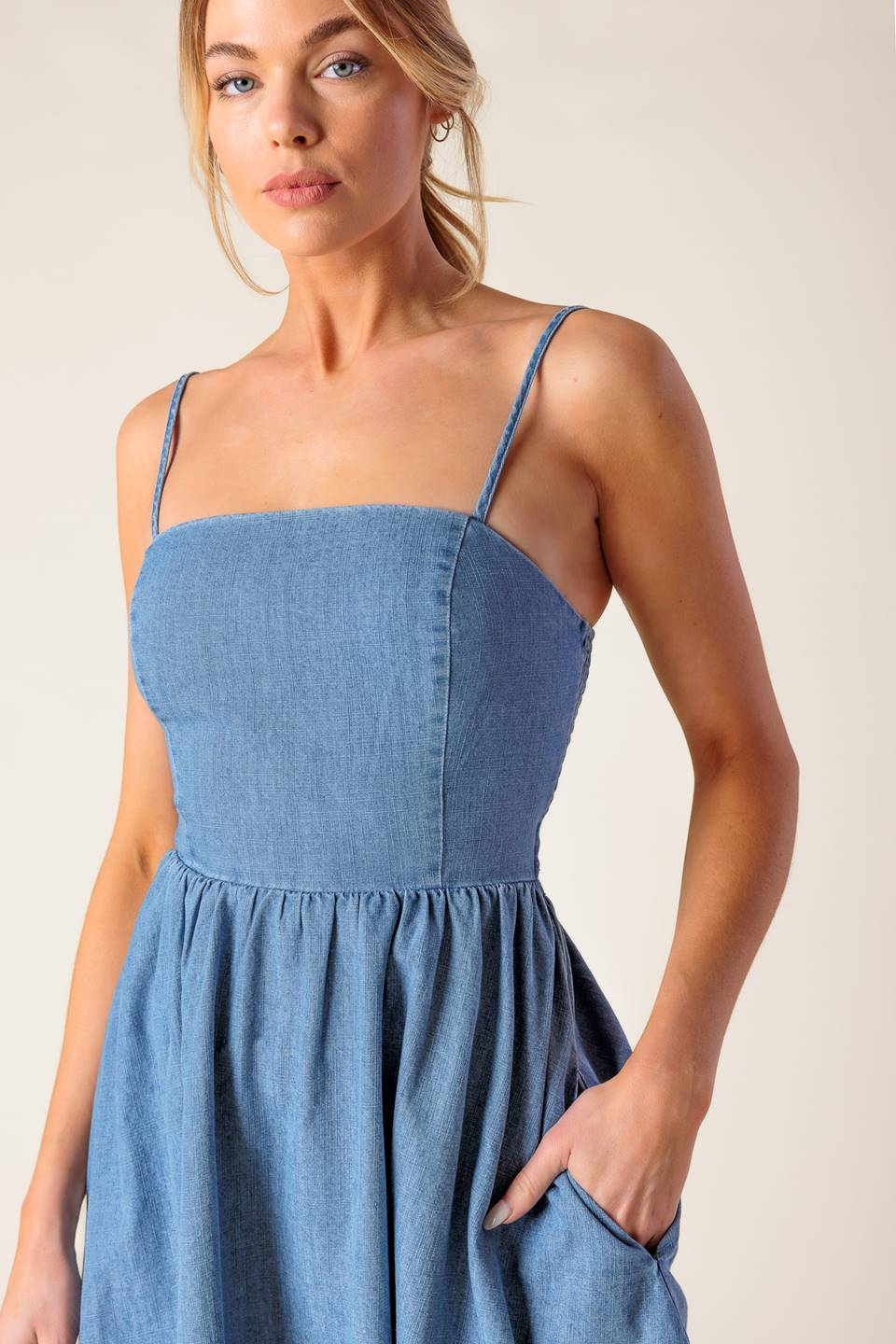 BACK IN LOVE DENIM MINI DRESS