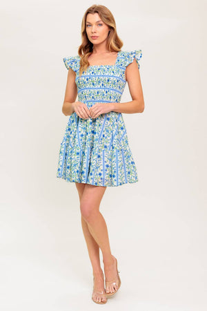 FAIRFAX GERANIUM WOVEN MINI DRESS