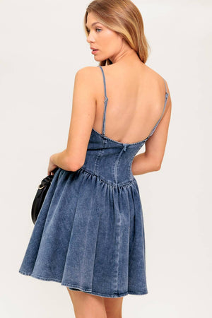 FOREVER FREE FLORAL DENIM MINI DRESS