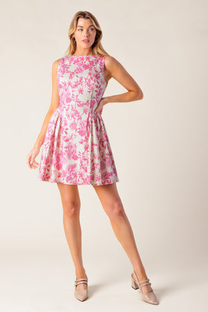 ADVENTURE ISLAND PINK WOVEN MINI DRESS