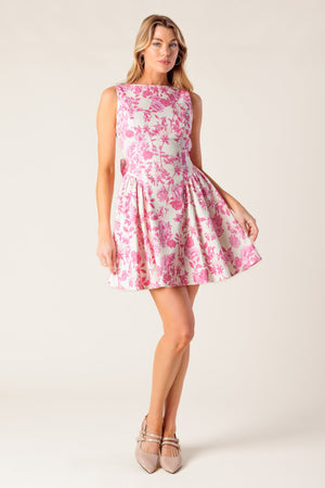 ADVENTURE ISLAND PINK WOVEN MINI DRESS