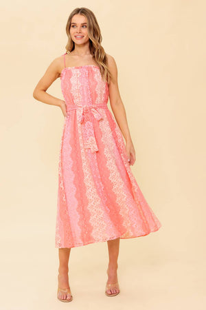 TAILOR MADE FOR YOU WOVEN LACE MIDI DRESS