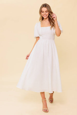SLEEK DEDICATION IVORY WOVEN MDI DRESS