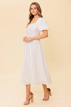 SLEEK DEDICATION IVORY WOVEN MDI DRESS