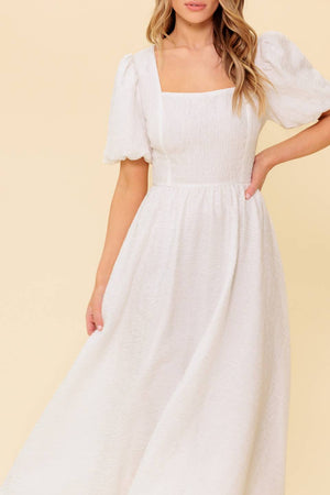 SLEEK DEDICATION IVORY WOVEN MDI DRESS