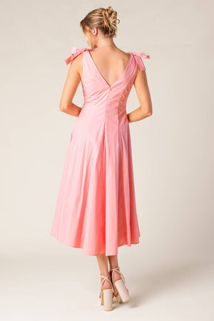 On the Right Track Peach Woven Midi Dress