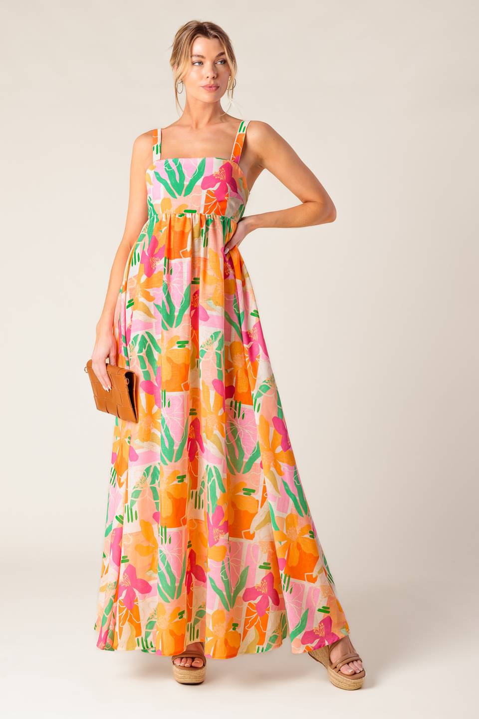 Bon Voyage PINK Orange Woven Maxi Dress PINK Orange / M Bon Voyage PINK Orange Woven Maxi Dress PINK Orange / M