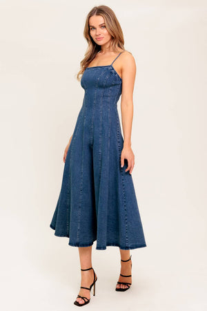 VANILLA COVE DENIM MIDI DRESS