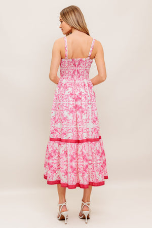 ROSÉ GARDEN WOVEN MIDI DRESS