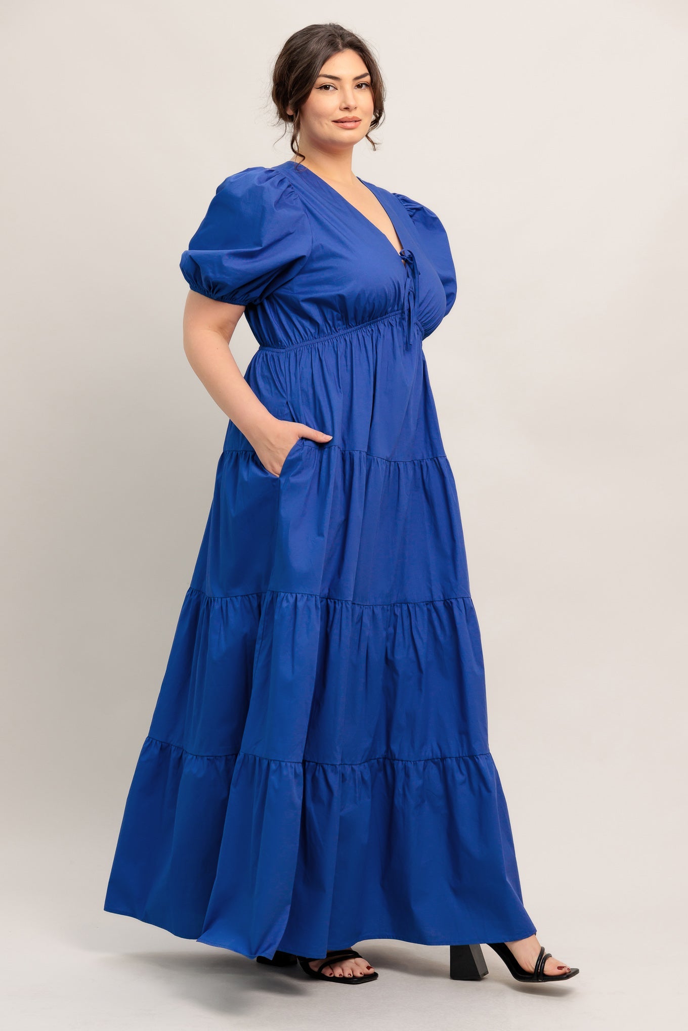 Summer Glow Royal Blue Woven Maxi Dress