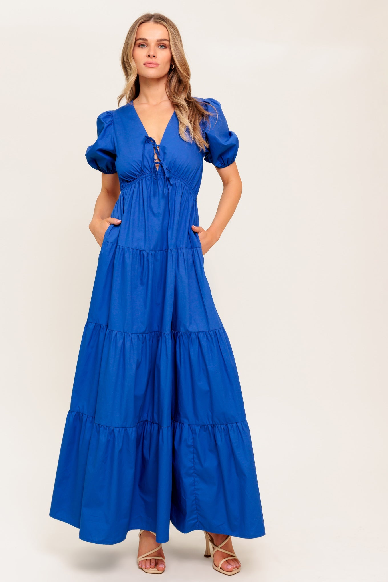 Summer Glow Royal Blue Woven Maxi Dress