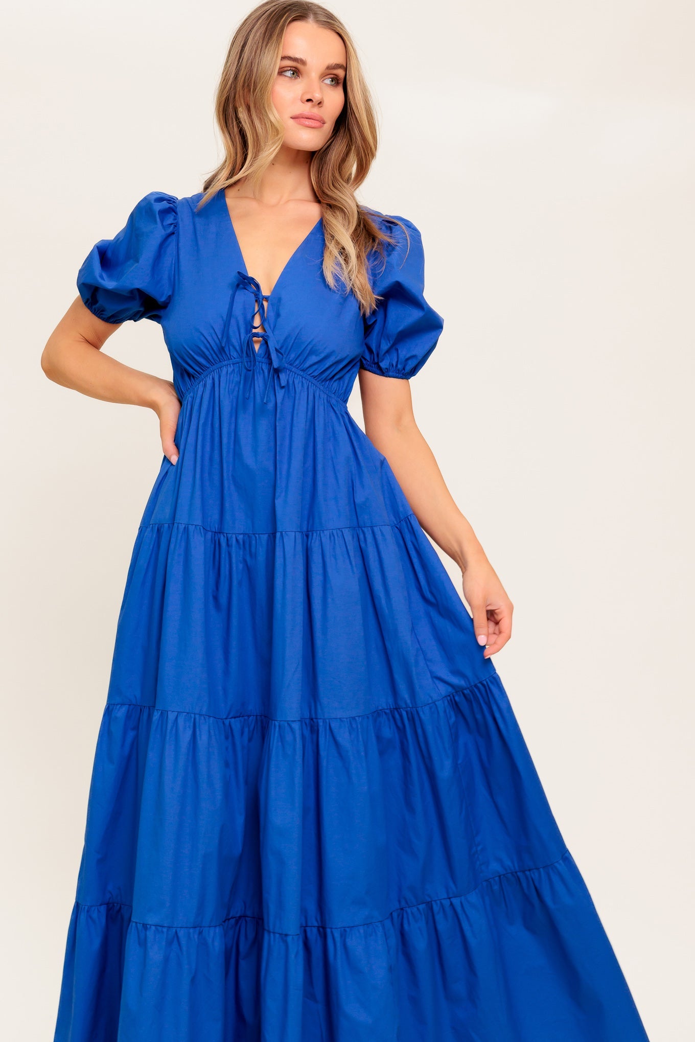 SUMMER GLOW ROYAL BLUE WOVEN MAXI DRESS, ROYAL BLUE / S