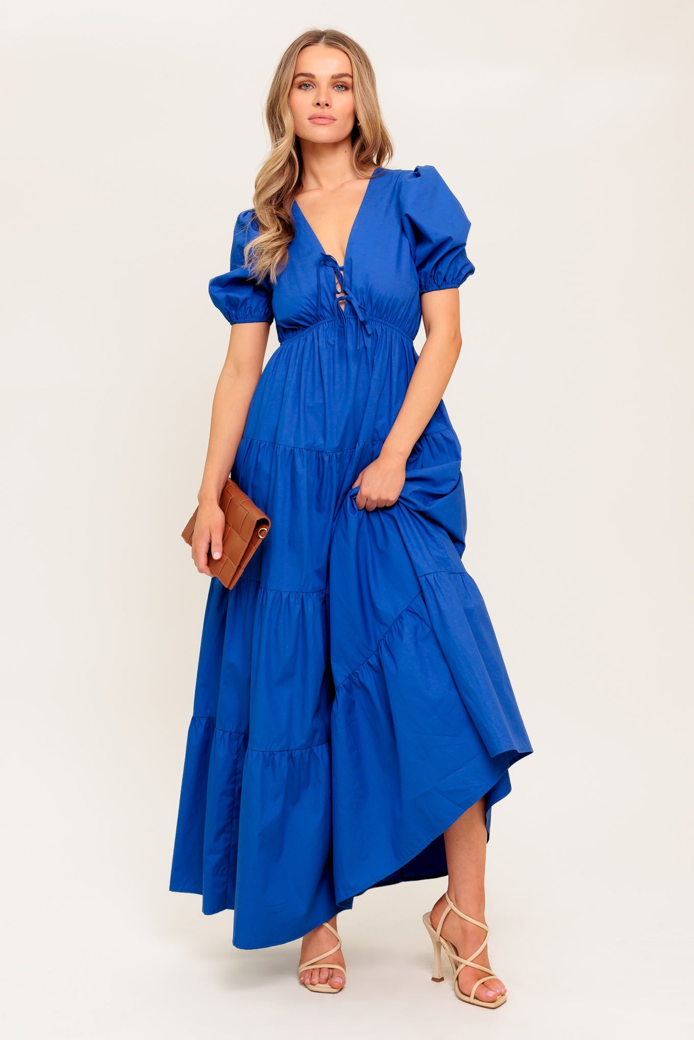 Summer Glow Royal Blue Woven Maxi Dress