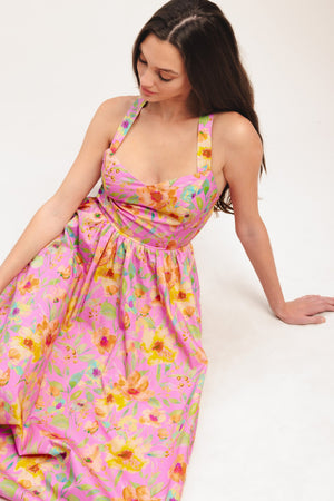 ROSY DAYDREAM WOVEN MIDI DRESS