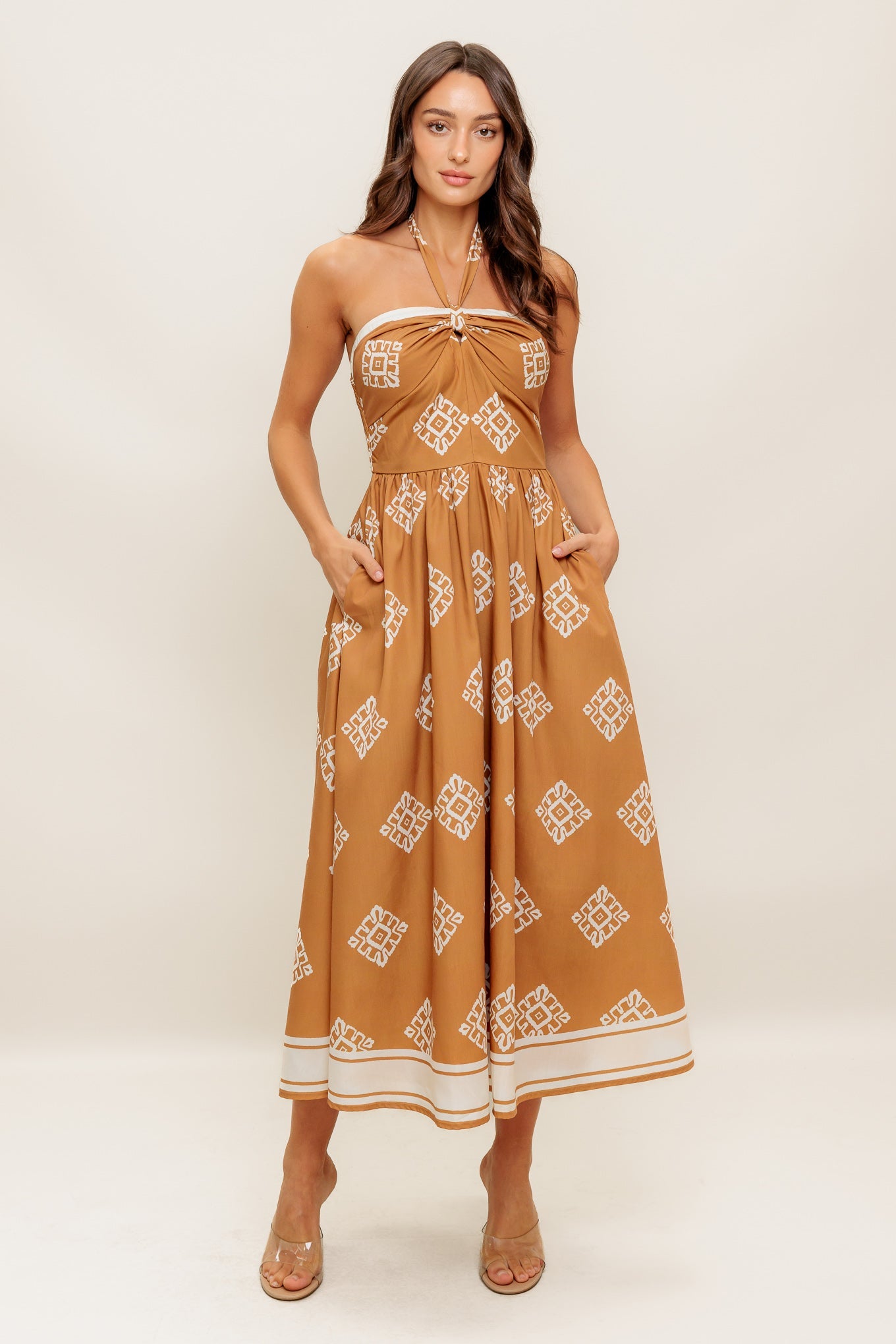 OASIS STORY WOVEN MIDI DRESS