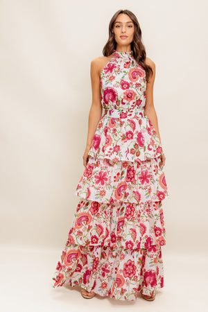 FLORAL RHAPSODY WOVEN MAXI DRESS