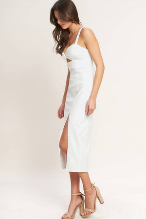 SILENT SHIN TWILL MIDI DRESS