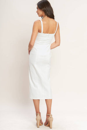 SILENT SHIN TWILL MIDI DRESS