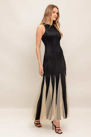 NOIR TULLE BLACK KNIT MAXI DRESS