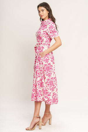 FESTA BLOSSOM WOVEN MIDI SHIRT DRESS