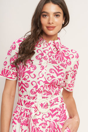 FESTA BLOSSOM WOVEN MIDI SHIRT DRESS