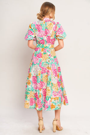 Blooming Garden Woven Midi Dress