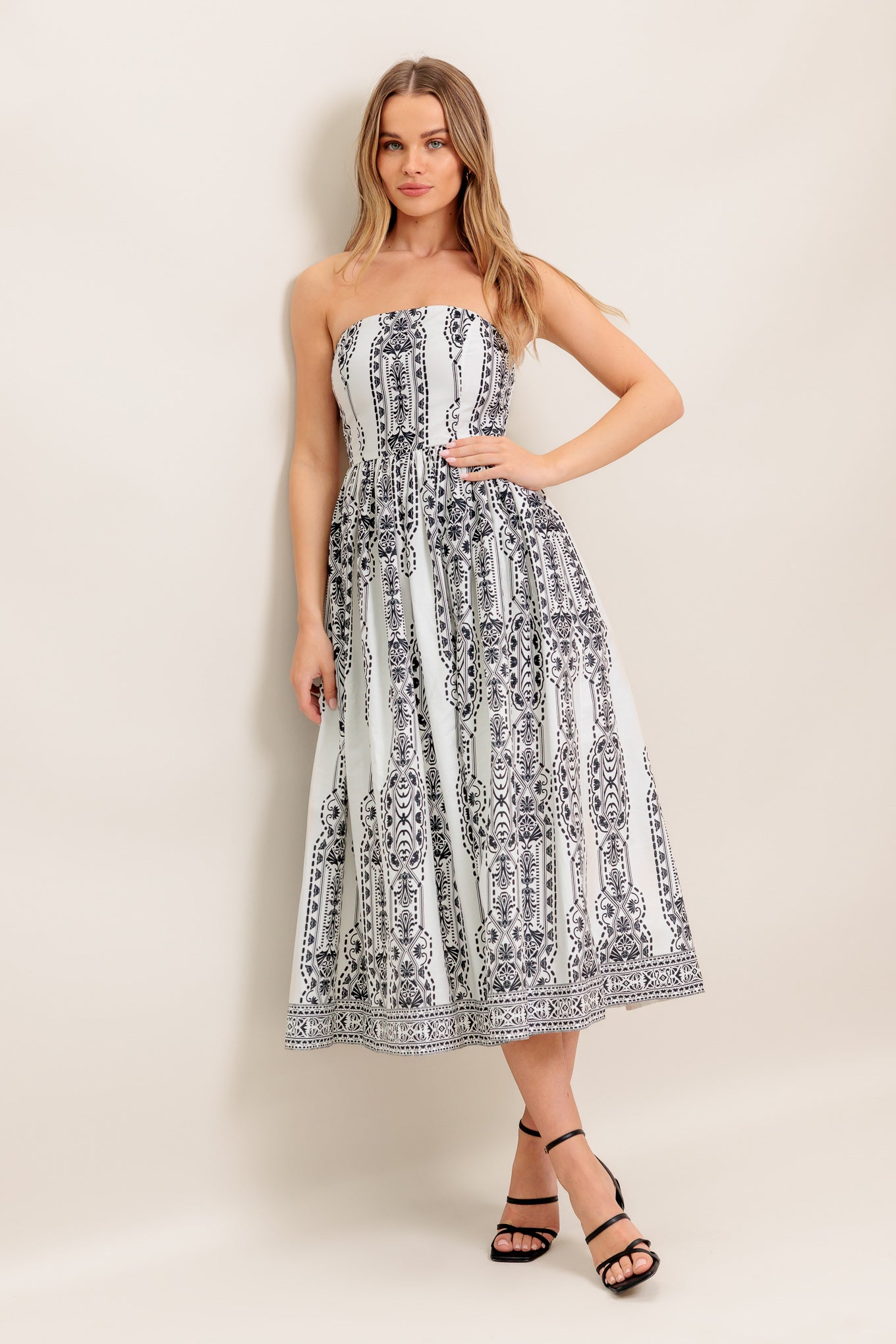 SUMMER SILHOUETTE WOVEN MIDI DRESS