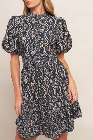 ORNATE BLOOM WOVEN MINI DRESS