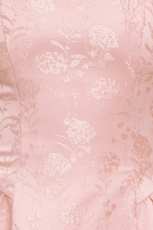 SWEET BLOOM WOVEN JACQUARD SATIN MINI DRESS