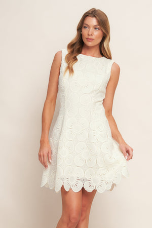 AUTUMN BLOOM VINTAGE IVORY WOVEN LACE MINI DRESS