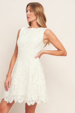 AUTUMN BLOOM VINTAGE IVORY WOVEN LACE MINI DRESS