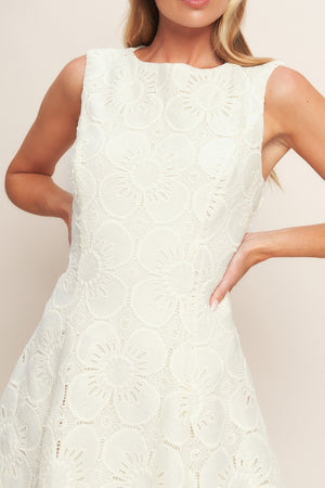 AUTUMN BLOOM VINTAGE IVORY WOVEN LACE MINI DRESS