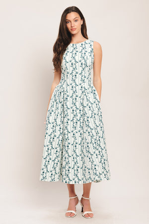 BLOOM COLUMN WOVEN MIDI DRESS