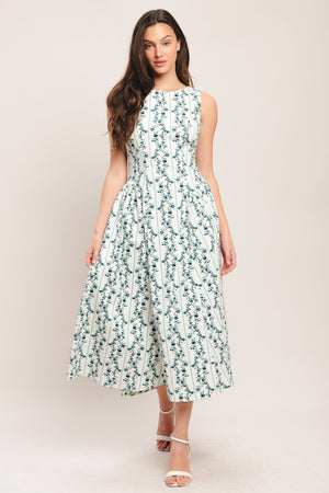 BLOOM COLUMN WOVEN MIDI DRESS