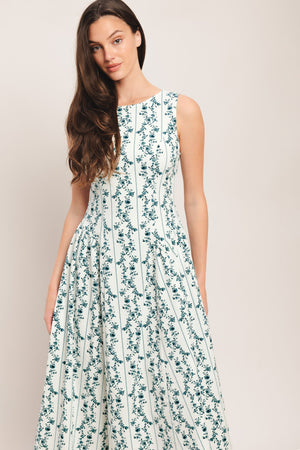 BLOOM COLUMN WOVEN MIDI DRESS